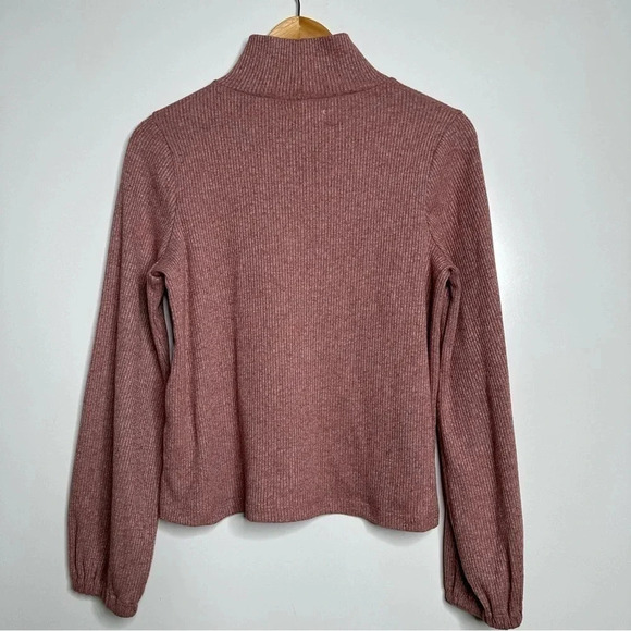 Madewell Pink Ribbed Mock Neck Sweater Size Large - Picture 8 of 9